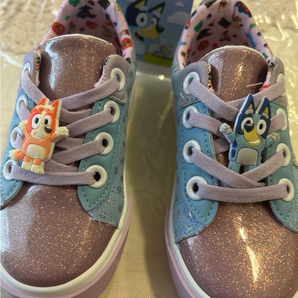 Bluey Disney super cute slip
On sneakers with Purple and Blue Accents
